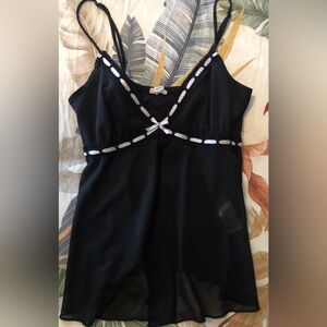 Garage Black Spaghetti Strap Top with White Accents, size XS